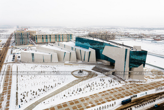 Astana, Kazakhstan - February, 2017 - National Museum of the Republic of Kazakhstan in Astana on a winter day. Редакционное фото, фотограф Андрей Орехов / Фотобанк Лори