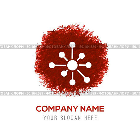 Atom, physics symbol - Red WaterColor Circle Splash. Стоковая иллюстрация, агентство Ingram Publishing / Фотобанк Лори