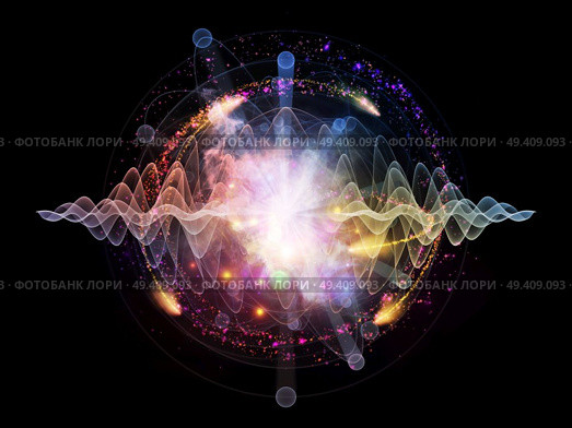 Atomic series. Abstract concept of atom and quantum waves illustrated with fractal elements. Стоковое фото, агентство Ingram Publishing / Фотобанк Лори