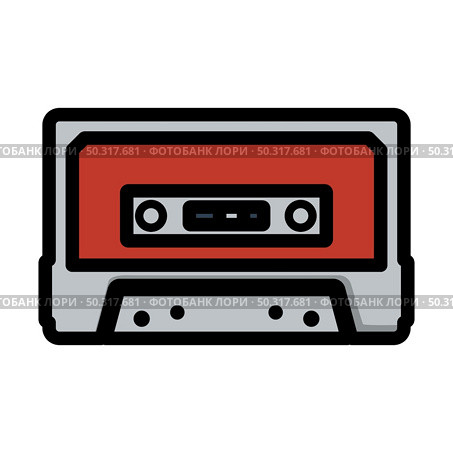 Audio Cassette Icon. Editable Bold Outline With Color Fill Design. Vector Illustration. Стоковая иллюстрация, агентство Ingram Publishing / Фотобанк Лори