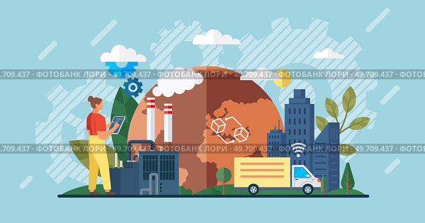 Automation business. Vector illustration. Reach target audience with content itinerary for logistic platform Modern logistics center Machine learning line Smart home controlled Mechanical technology. Automation business. Reach target audience with content itinerary for logistic platform Modern logistics center. Стоковая иллюстрация, агентство Ingram Publishing / Фотобанк Лори