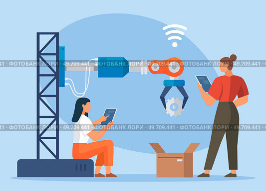 Automation business. Vector illustration. Robotic process automation as an innovation improving productivity, reliability and repeatability in systems or processes Marketing automation line. Automation business. Vector illustration. Robotic process automation as an innovation improving productivity. Стоковая иллюстрация, агентство Ingram Publishing / Фотобанк Лори