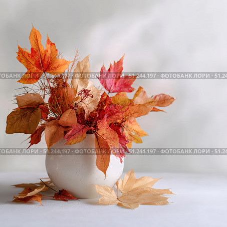 Autumn Leaves Arrangement. Стоковое AI-изображение, AI-художник Павлов Максим / Фотобанк Лори