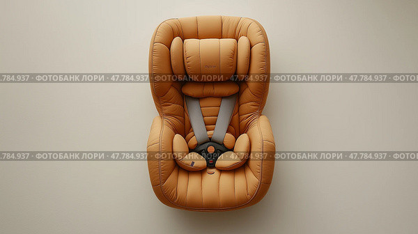 Baby car seatclean minimalist layout, top view, minimalist style. Детское автокресло, минималистичный дизайн, вид сверху, минималистичный стиль. Стоковое AI-изображение, AI-художник Katsiaryna Repich / Фотобанк Лори