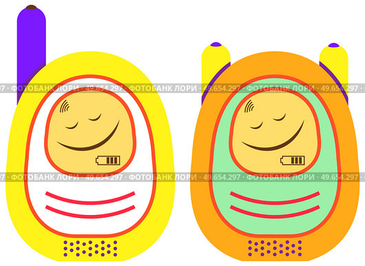 Baby monitor, smart parent device isolated on white background. Smart assistant for modern mothers, designed to monitor baby from neighboring rooms. Electronic device for listening to child. Smart assistant for modern moms designed to monitor baby. Electronic device for listening to child. Стоковая иллюстрация, агентство Ingram Publishing / Фотобанк Лори