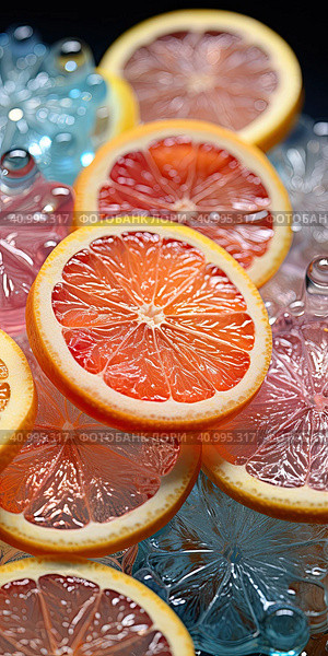 Background of colorful juicy slices . Generated by AI. Стоковое AI-изображение, AI-художник Ярославский Максим / Фотобанк Лори