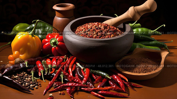 background pepper mexican food chili ai generated. Стоковое AI-изображение, AI-художник Vectorwin / Фотобанк Лори