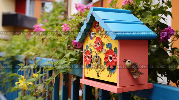 balcony bee nesting box ai generated. Стоковое AI-изображение, AI-художник Vectorwin / Фотобанк Лори