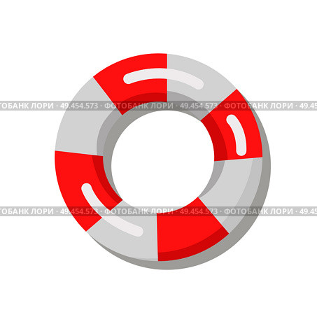 Banner depicting red-and-white lifebuoy. Vector illustration of life preserver used to prevent drowning of people swimming in water. Banner Depicting Red and White Lifebuoy. Стоковая иллюстрация, агентство Ingram Publishing / Фотобанк Лори