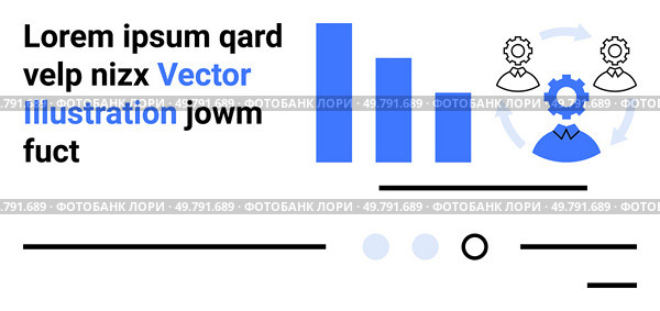 Bar chart, gear symbols, and abstract elements form a modern business and technology theme. Ideal for business analytics, technology integration, data representation, workflow, innovation. Business and Technology Concept with Bar Chart and Gear Symbols. Стоковая иллюстрация, агентство Ingram Publishing / Фотобанк Лори