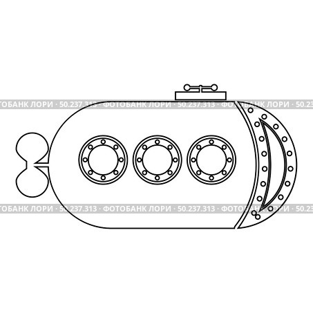 Bathyscaphe Underwater boat ship Submarine icon outline black color vector illustration flat style simple image. Стоковая иллюстрация, агентство Ingram Publishing / Фотобанк Лори