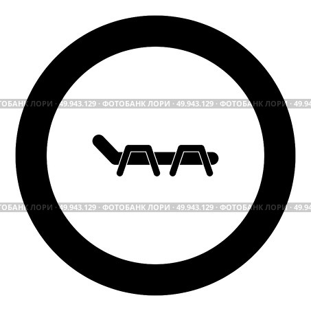 Beach chair chaise longue Beach bed icon black color in round circle vector illustration. Стоковая иллюстрация, агентство Ingram Publishing / Фотобанк Лори