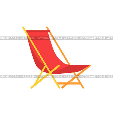 Beach sunbed emblem cartoon isolated vector icon. Empty beach chair, folding seat of wood and tissue, single simple element, side view primitive badge. Beach Sunbed Emblem Cartoon Isolated Vector Icon. Стоковая иллюстрация, агентство Ingram Publishing / Фотобанк Лори