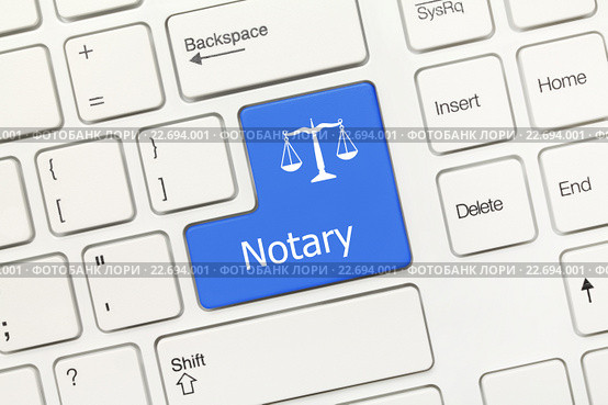 Белая концептуальная клавиатура - Клавиша "Notary" ("Нотариальная контора") Стоковое фото, фотограф Самохвалов Артем / Фотобанк Лори