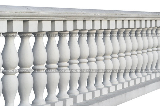 Белые каменные перила на белом фоне.  White stone railings on a white background. Стоковое фото, фотограф Татьяна Д / Фотобанк Лори