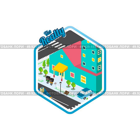 big city isometric real estate realty cartoon logo template. big city isometric real estate realty cartoon logo template vector. Стоковая иллюстрация, агентство Ingram Publishing / Фотобанк Лори