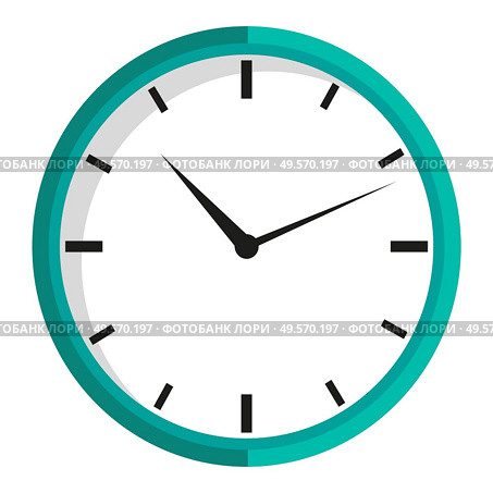 Big round clock isolated icon. Vector time measuring device, watch with minute and second pointer, mechanical timer. Timemanagement symbol, flat style. Clock Isolated Icon. Vector Time Measuring Device. Стоковое фото, агентство Ingram Publishing / Фотобанк Лори
