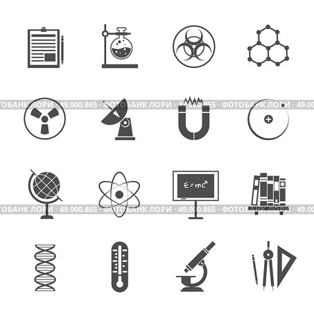 Biophysics experimental science lab research black icons set with dna molecule model pictogram abstract isolated vector illustration. Science icons set black. Стоковая иллюстрация, агентство Ingram Publishing / Фотобанк Лори