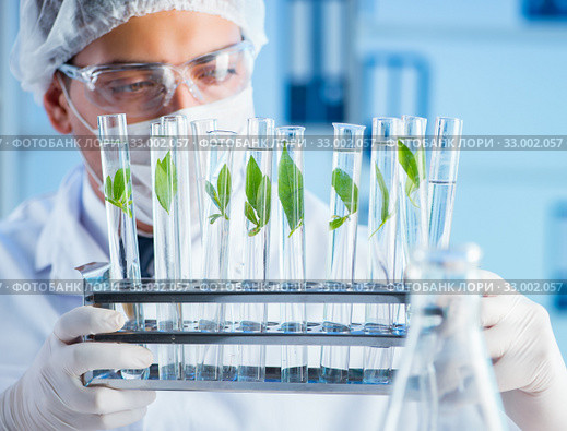Biotechnology concept with scientist in lab. Стоковое фото, фотограф Elnur / Фотобанк Лори