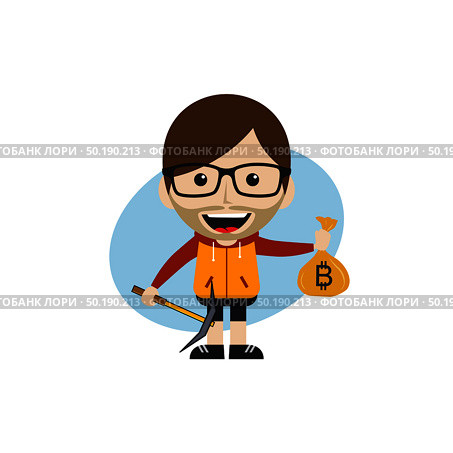 bitcoin crypto currency theme cartoon gentleman male man miner boy vector. bitcoin crypto currency theme cartoon gentleman male man miner boy. Стоковая иллюстрация, агентство Ingram Publishing / Фотобанк Лори