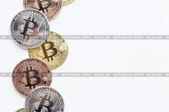 bitcoin plain background with copy space. Стоковое фото, агентство Ingram Publishing / Фотобанк Лори