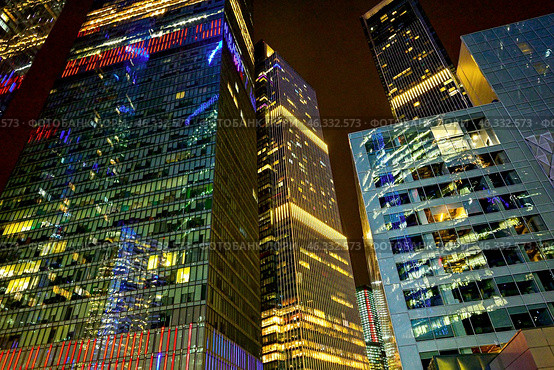 Бизнес-центр "Москва-Сити". Ночной вид (2024 год). Стоковое фото, фотограф Александр Тараканов / Фотобанк Лори