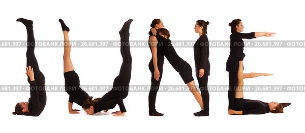 Black dressed people forming JUNE word. Стоковое фото, фотограф Tatjana Romanova / Фотобанк Лори