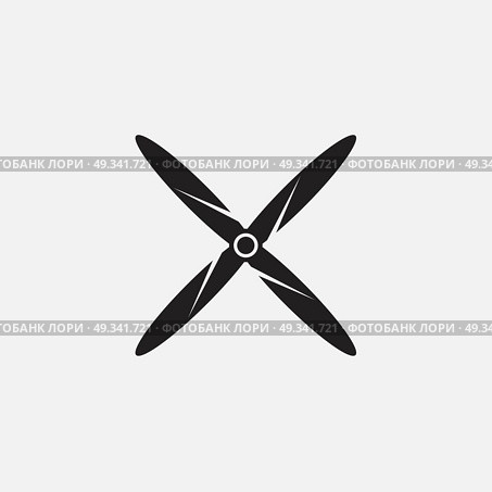 Black isolated silhouette of propeller of airplane on white background. Icon. Стоковая иллюстрация, агентство Ingram Publishing / Фотобанк Лори