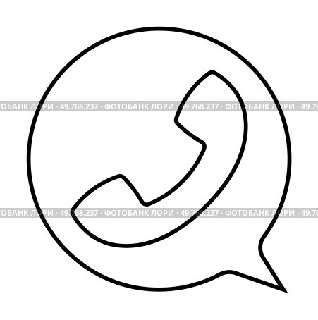 Black line vector image of a phone receiver inside a speech bubble. Ideal for communication, customer service, contact information, mobile applications, and social media.. Simple Black Line Phone Receiver in Speech Bubble with Transparent Background. Стоковая иллюстрация, агентство Ingram Publishing / Фотобанк Лори
