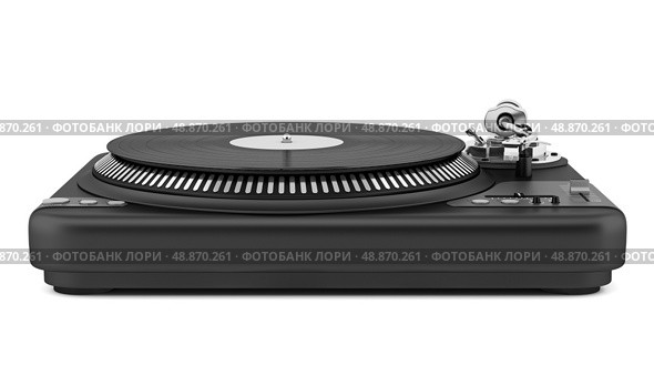 black turntable isolated on white background. Стоковое фото, агентство Ingram Publishing / Фотобанк Лори