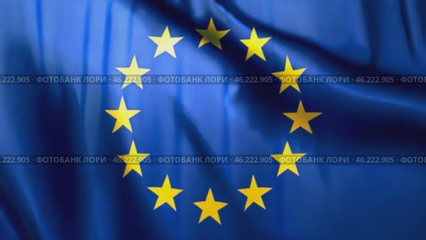 Blue and yellow flag with stars in the middle. Стоковое AI-видео, аниматор Sergey Grishin / Фотобанк Лори