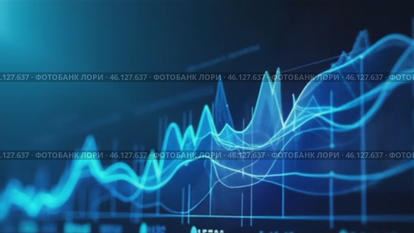 Blue line graph with numbers and dots on it. Стоковое AI-видео, аниматор Sergey Grishin / Фотобанк Лори