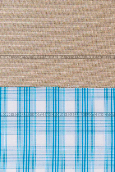 blue plaid pattern textile plain sack cloth. Стоковое фото, агентство Ingram Publishing / Фотобанк Лори