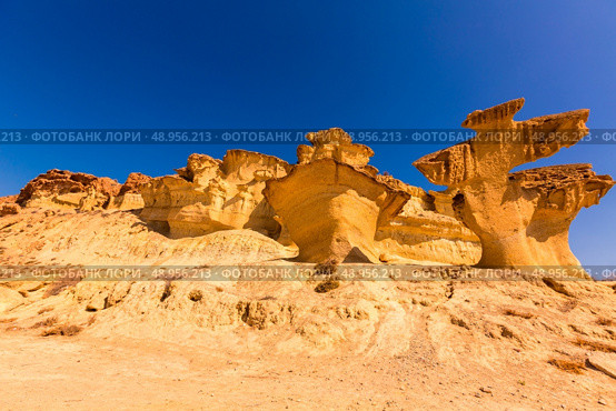 Bolnuevo Mazarron eroded sandstones in Murcia spain. Стоковое фото, агентство Ingram Publishing / Фотобанк Лори