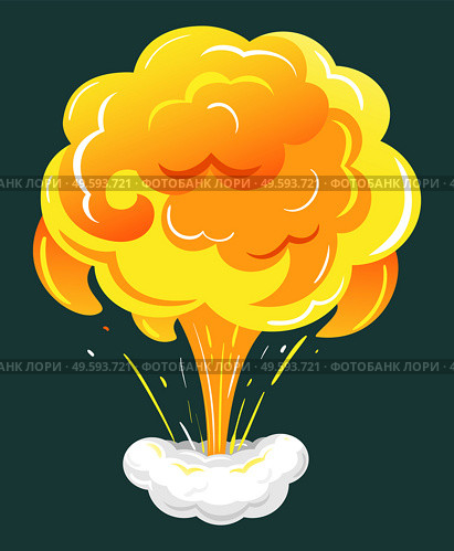 Bomb explosion, dynamite burst, danger explosive material, fireball and cloud. Game animation isolated icon, comic boom and flame splash. Big bang, destruction effect and smoke vector illustration. Dynamite Burst or Bomb Explosion Visual Effect. Стоковая иллюстрация, агентство Ingram Publishing / Фотобанк Лори
