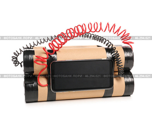 Bomb with timer on white background. Стоковое фото, фотограф Pixel_shot / Фотобанк Лори