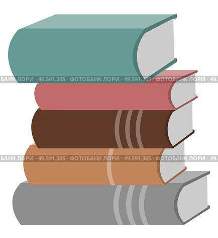 Books laying in pile vector, isolated catalogue. Encyclopedia handbook, information and education with text reference dictionary for learning illustration in flat style design for web, print. Books Hardcovers Printed Material for Learning. Стоковая иллюстрация, агентство Ingram Publishing / Фотобанк Лори