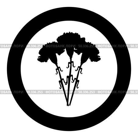 Bouquet of flowers Carnation icon in circle round black color vector illustration image solid outline style simple. Bouquet of flowers Carnation icon in circle round black color vector illustration image solid outline style. Стоковая иллюстрация, агентство Ingram Publishing / Фотобанк Лори