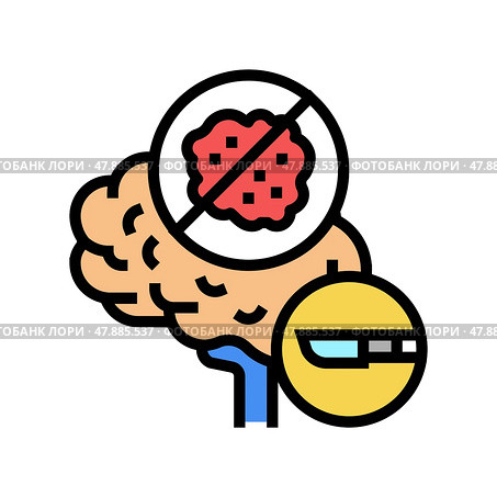 brain tumor surgery color icon vector illustration. Стоковая иллюстрация, иллюстратор Vectorwin / Фотобанк Лори