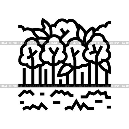 broadleaf forests line icon vector illustration. Стоковая иллюстрация, иллюстратор Vectorwin / Фотобанк Лори
