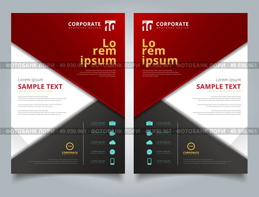 Brochure black and red geometric triangle with copy space on white background layout design template, Annual report, Leaflet, Flyer, Advertising, poster, Magazine, Business for background, vector illustration artwork A4 size. Стоковая иллюстрация, агентство Ingram Publishing / Фотобанк Лори