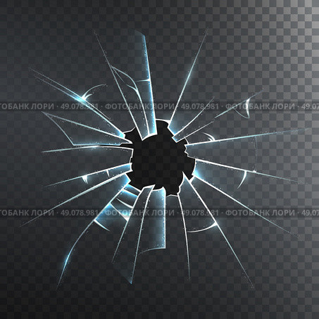 Broken Frosted Glass Realistic Icon . Accidentally broken frosted window pane or front door glass realistic decorative dark background icon vector illustration . Стоковая иллюстрация, агентство Ingram Publishing / Фотобанк Лори