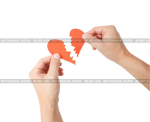 Broken heart on white background. Стоковое фото, агентство Ingram Publishing / Фотобанк Лори