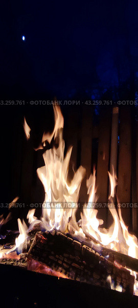 Burning bonfire in the dark. Стоковое фото, фотограф Andrew_Swarga / Фотобанк Лори