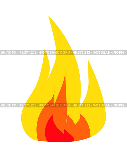 Burning flame icon isolated on white background. Hand drawn doodle colourful blazing hot bonfire in cartoon style. Vector illustration of bright red, orange and yellow waves of fire. Quick light up. Burning Flame Icon Isolated on White Background. Стоковая иллюстрация, агентство Ingram Publishing / Фотобанк Лори
