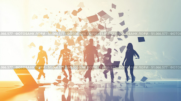 burnout disintegrating working team ai generated. Стоковое AI-изображение, AI-художник Vectorwin / Фотобанк Лори