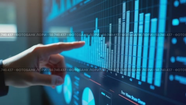 Business finance data analytics graph. Advisor using KPI Dashboard on virtual touch screen. Financial management technology. Analysis of stock market trends. Стоковое AI-видео, аниматор Sergey Grishin / Фотобанк Лори