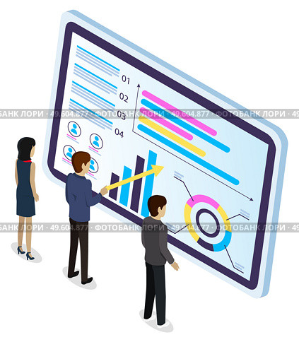 Business team doing data analysis. Concepts for business analysis and planning consulting team work vector illustration. Financial research with data indicators, experts workers evaluate statistics. Business team doing data analysis. Concepts for business analysis and planning consulting team work. Стоковая иллюстрация, агентство Ingram Publishing / Фотобанк Лори