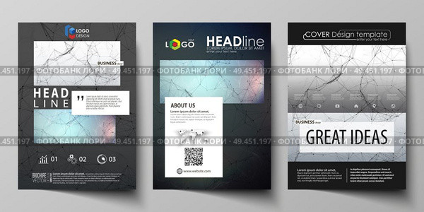 Business templates for brochure, magazine, flyer, booklet or annual report. Cover design template, easy editable vector, abstract flat layout in A4 size. Compounds lines and dots. Big data visualization in minimal style. Graphic communication background.. Business templates for brochure, magazine, flyer. Cover design template, vector layout in A4 size. Compounds lines and dots. Big data visualization in minimal style. Graphic communication background. Стоковая иллюстрация, агентство Ingram Publishing / Фотобанк Лори