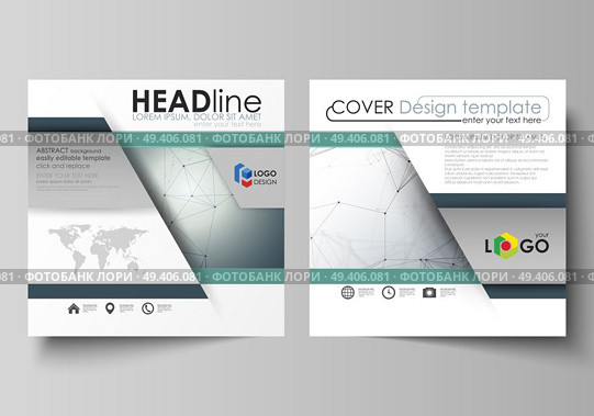 Business templates for square design brochure, magazine, flyer, booklet or annual report. Leaflet cover, abstract flat layout, easy editable vector. Genetic and chemical compounds. Atom, DNA and neurons. Medicine, chemistry, science or technology concept. Geometric background.. Business templates for square design brochure, magazine, flyer. Leaflet cover, vector layout. Genetic and chemical compounds. Atom, DNA and neurons. Medicine, chemistry concept. Geometric background. Стоковая иллюстрация, агентство Ingram Publishing / Фотобанк Лори
